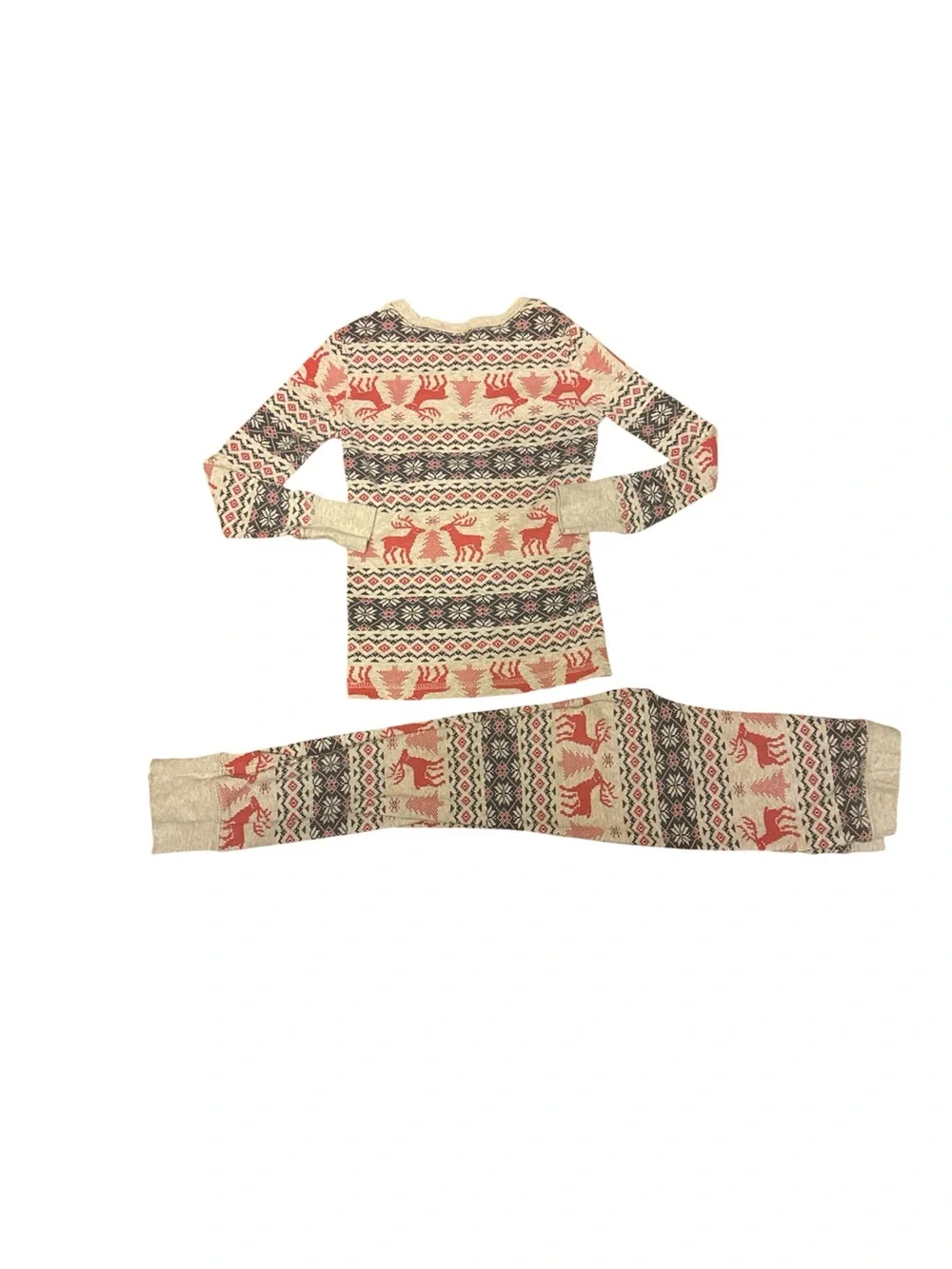 GAP White and Red Reindeer Fair Isle Kids Pajama Set